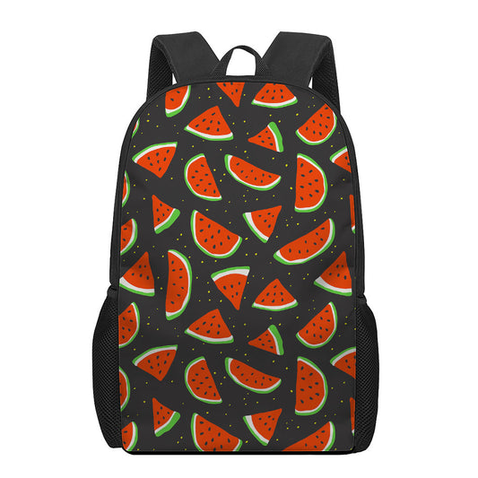 Black Cute Watermelon Pattern Print 17 Inch Backpack