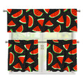 Black Cute Watermelon Pattern Print 3 Piece Kitchen Curtains