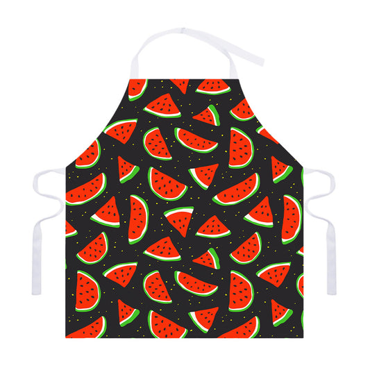 Black Cute Watermelon Pattern Print Adjustable Apron