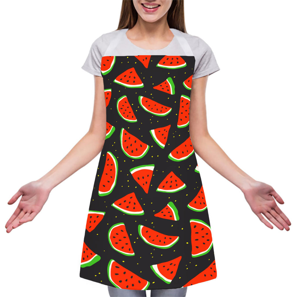 Black Cute Watermelon Pattern Print Adjustable Apron