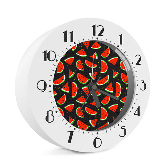 Black Cute Watermelon Pattern Print Alarm Clock