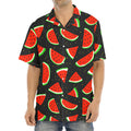 Black Cute Watermelon Pattern Print Aloha Shirt
