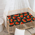 Black Cute Watermelon Pattern Print Baby Crib Sheet