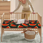 Black Cute Watermelon Pattern Print Baby Crib Sheet