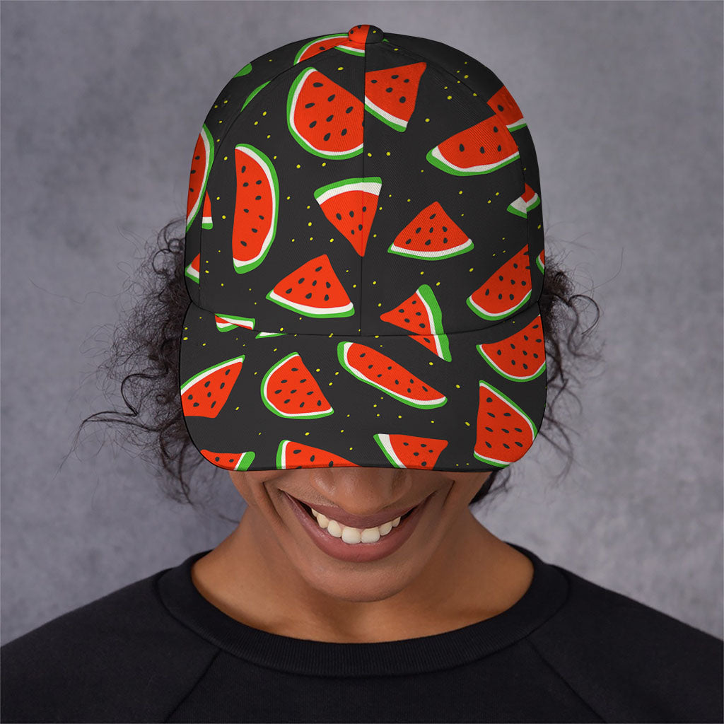 Black Cute Watermelon Pattern Print Baseball Cap