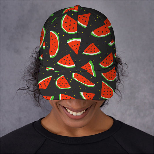 Black Cute Watermelon Pattern Print Baseball Cap
