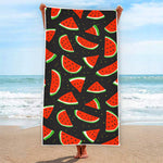 Black Cute Watermelon Pattern Print Beach Towel