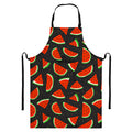 Black Cute Watermelon Pattern Print Bib Apron With Pocket
