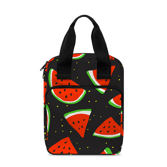 Black Cute Watermelon Pattern Print Bible Tote Bag