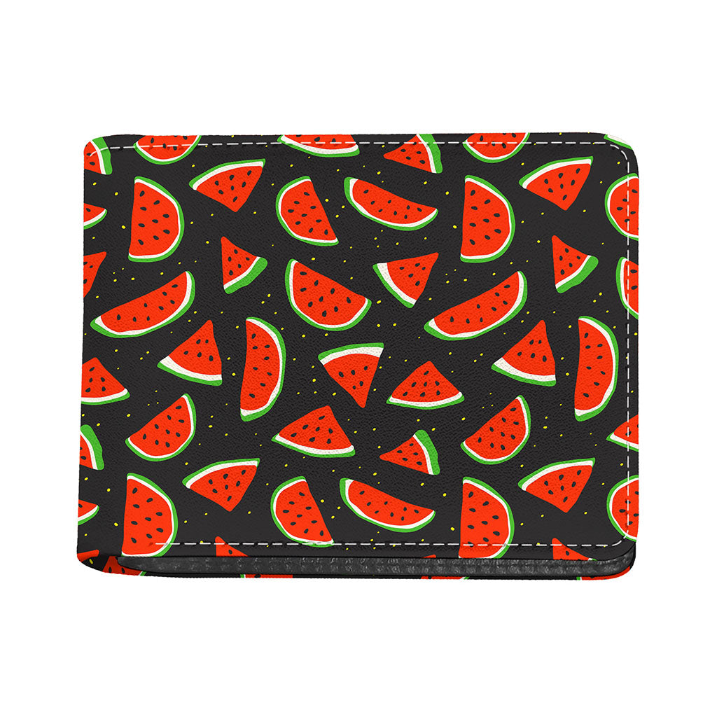 Black Cute Watermelon Pattern Print Bifold Wallet