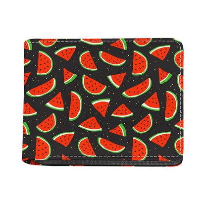 Black Cute Watermelon Pattern Print Bifold Wallet