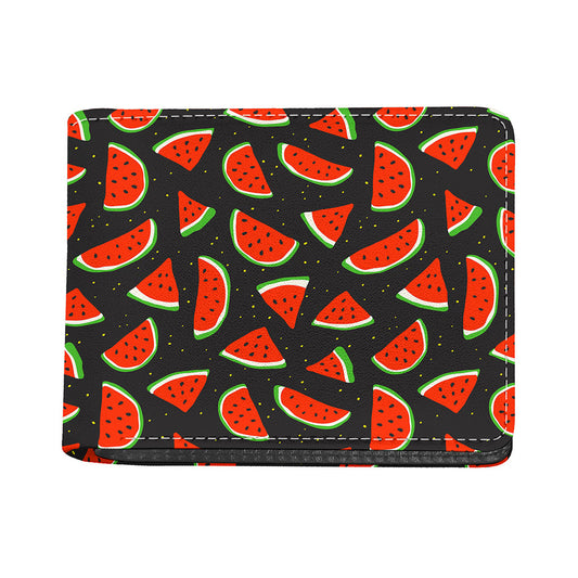 Black Cute Watermelon Pattern Print Bifold Wallet