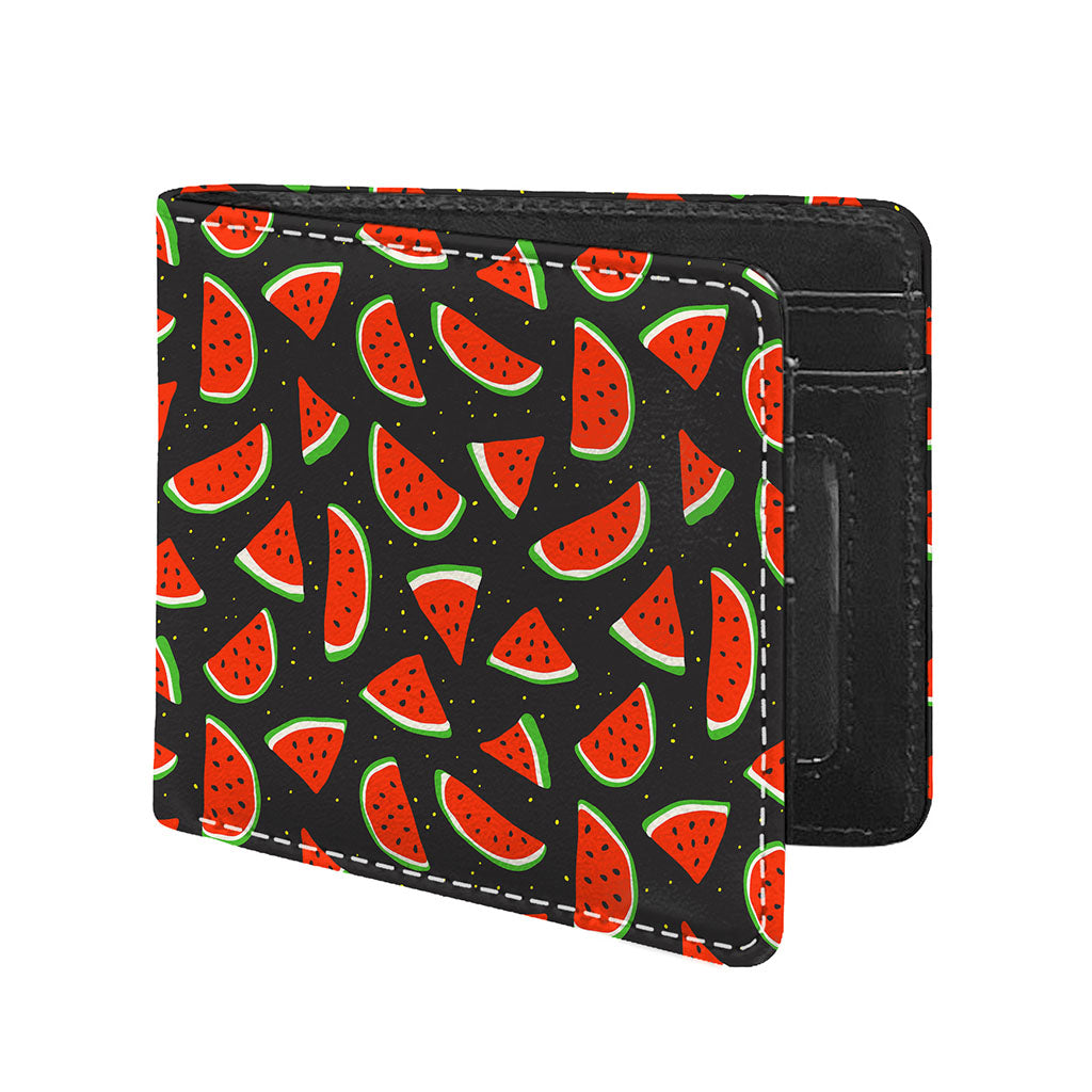 Black Cute Watermelon Pattern Print Bifold Wallet