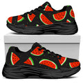 Black Cute Watermelon Pattern Print Black Chunky Shoes