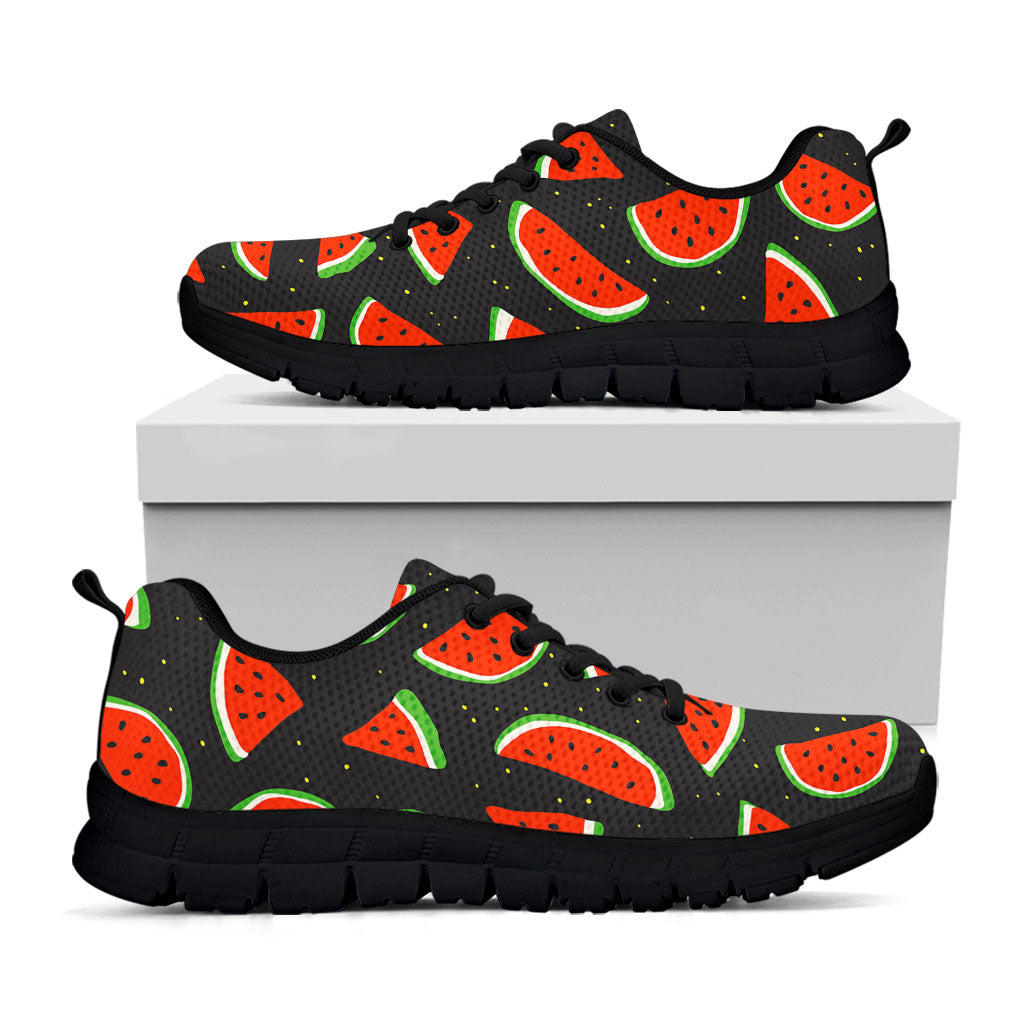 Black Cute Watermelon Pattern Print Black Running Shoes