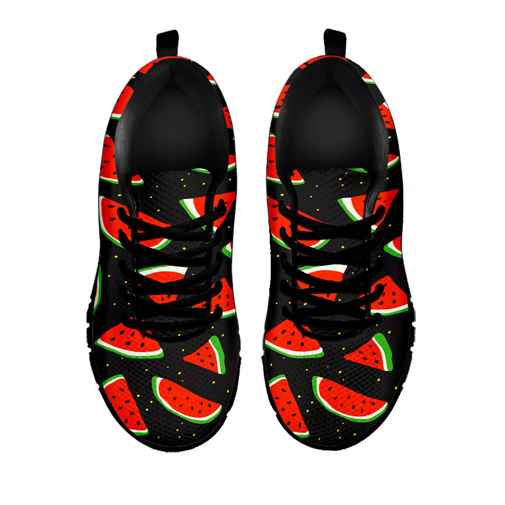 Black Cute Watermelon Pattern Print Black Running Shoes