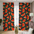 Black Cute Watermelon Pattern Print Dimout Pencil Pleat Curtains