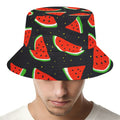 Black Cute Watermelon Pattern Print Bucket Hat
