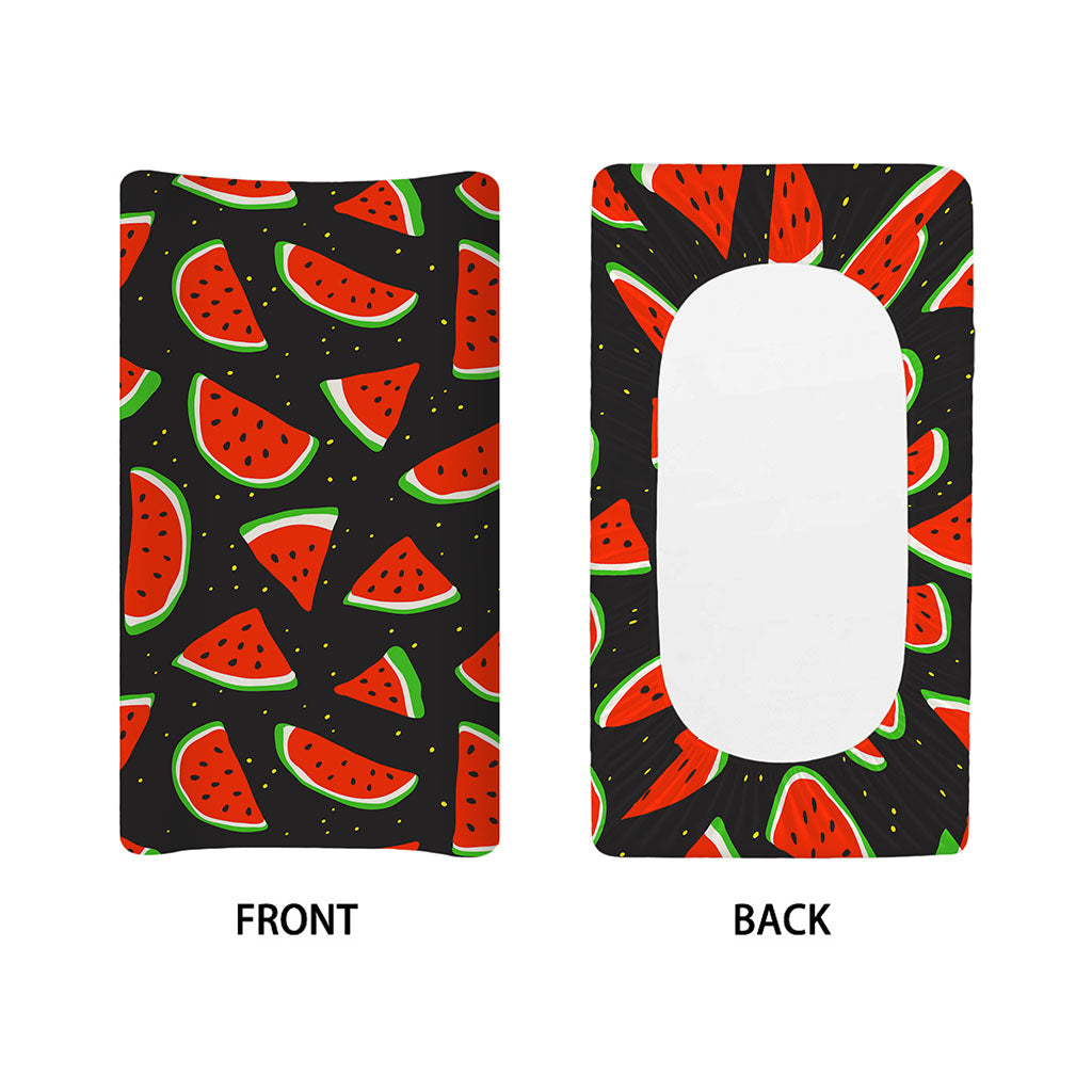 Black Cute Watermelon Pattern Print Changing Pad Cover