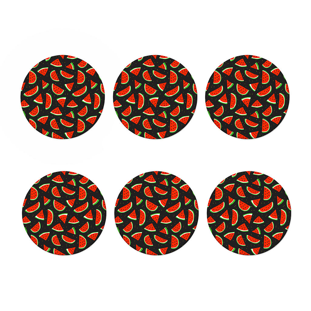 Black Cute Watermelon Pattern Print Coaster Set