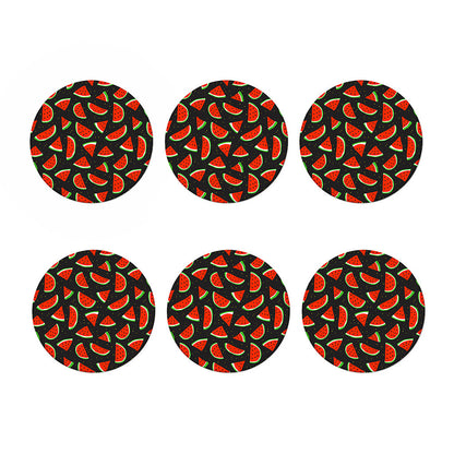 Black Cute Watermelon Pattern Print Coaster Set