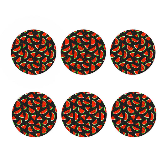 Black Cute Watermelon Pattern Print Coaster Set