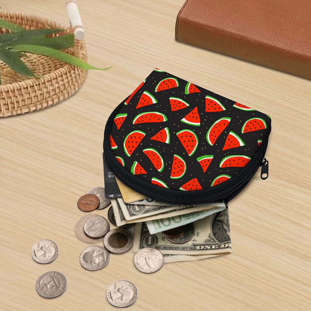 Black Cute Watermelon Pattern Print Coin Purse
