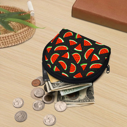 Black Cute Watermelon Pattern Print Coin Purse