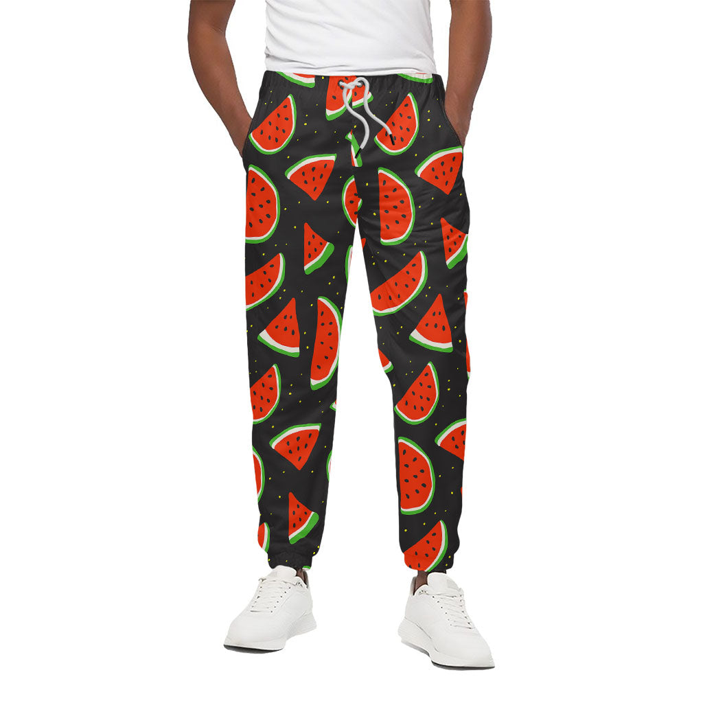 Black Cute Watermelon Pattern Print Cotton Pants