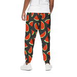 Black Cute Watermelon Pattern Print Cotton Pants