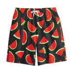 Black Cute Watermelon Pattern Print Cotton Shorts