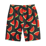 Black Cute Watermelon Pattern Print Cotton Shorts