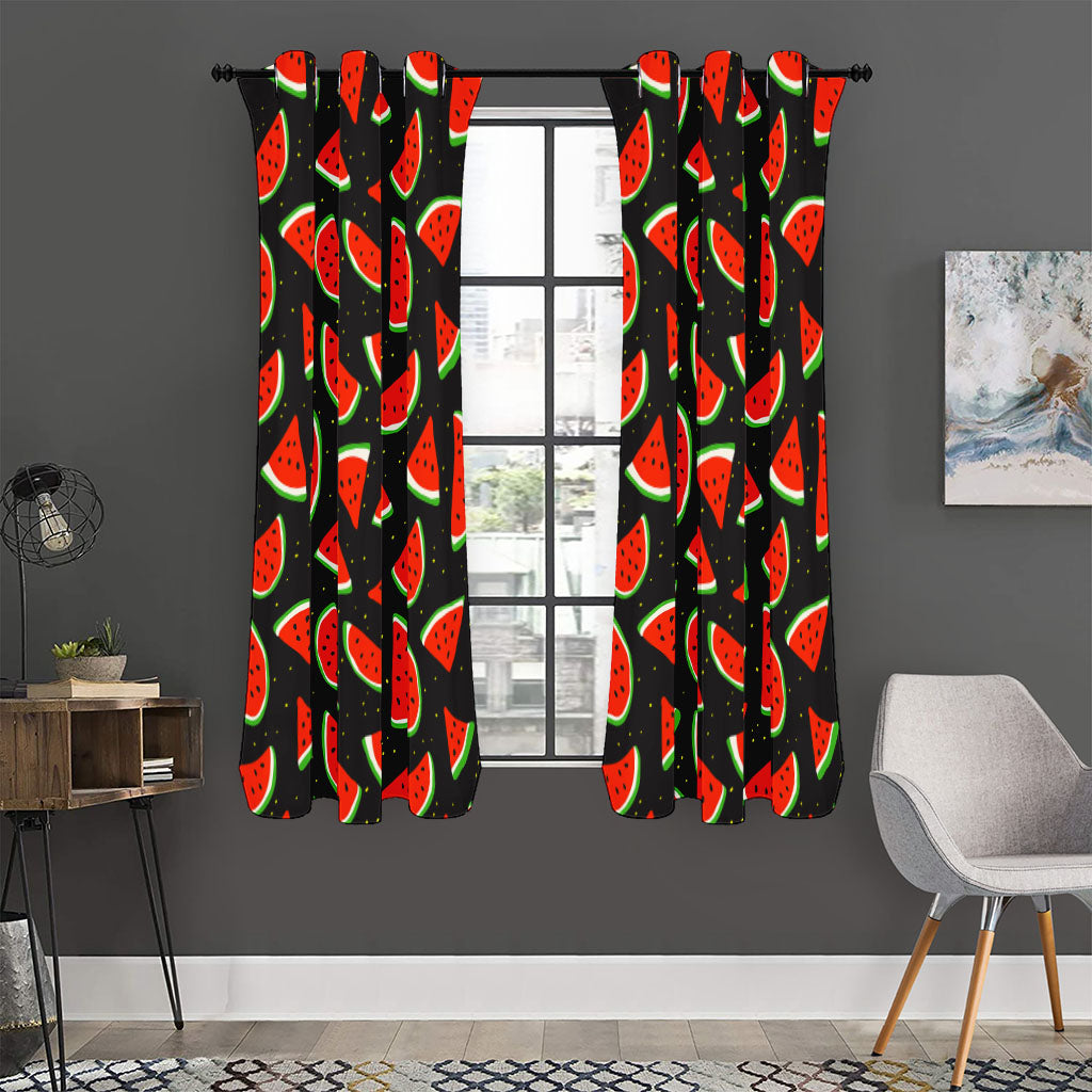 Black Cute Watermelon Pattern Print Curtain