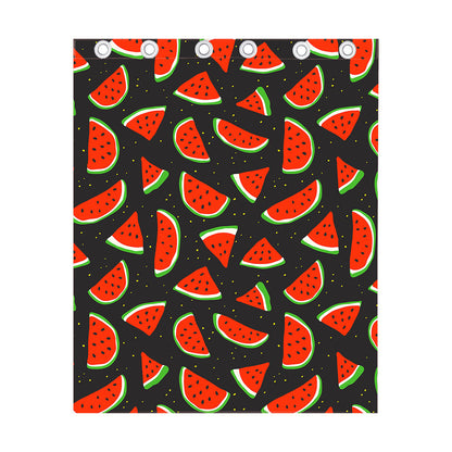 Black Cute Watermelon Pattern Print Curtain