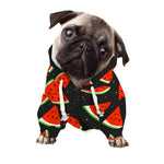 Black Cute Watermelon Pattern Print Dog Zip Up Hoodie