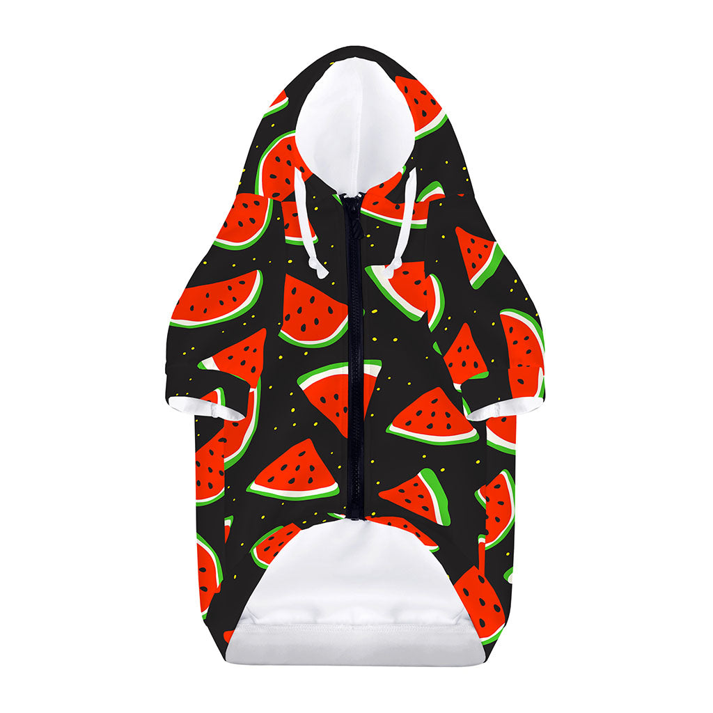 Black Cute Watermelon Pattern Print Dog Zip Up Hoodie