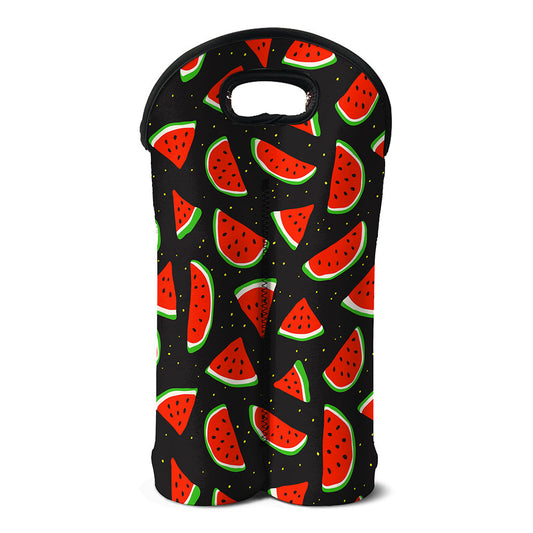 Black Cute Watermelon Pattern Print Double Neoprene Wine Tote