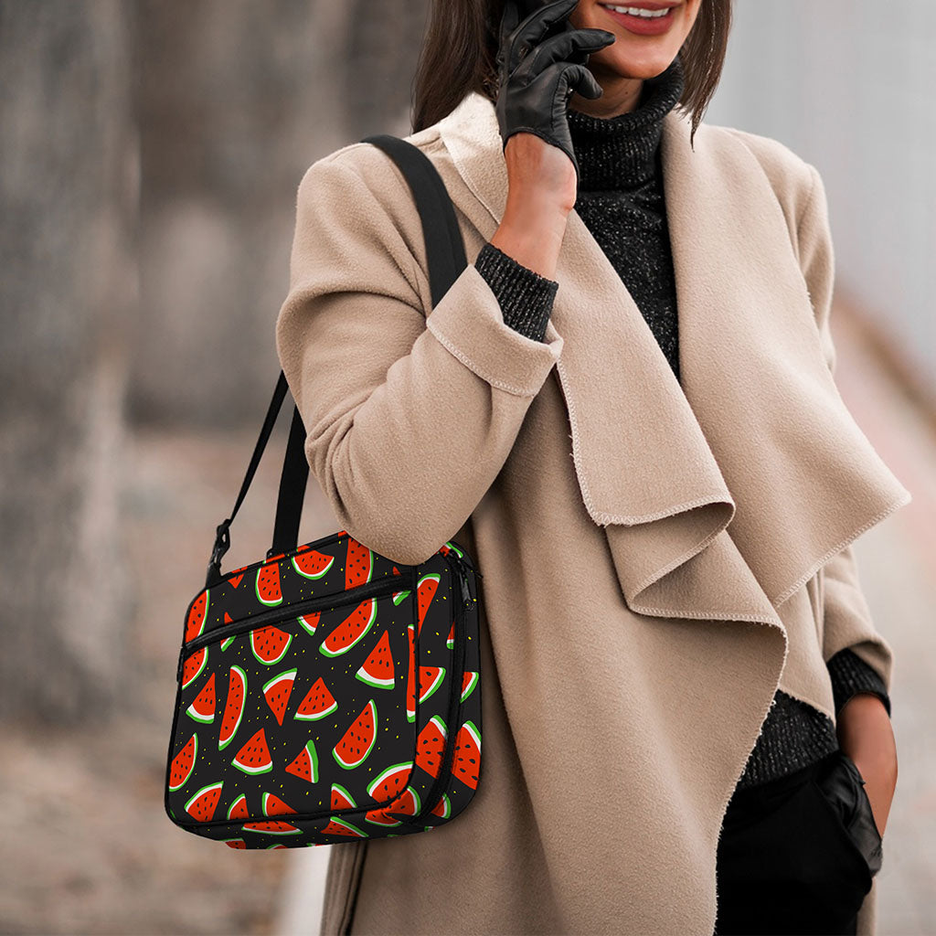 Black Cute Watermelon Pattern Print Double Strap Bible Bag
