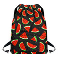 Black Cute Watermelon Pattern Print Drawstring Backpack