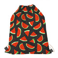 Black Cute Watermelon Pattern Print Drawstring Bag