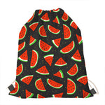Black Cute Watermelon Pattern Print Drawstring Bag