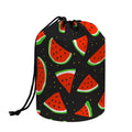 Black Cute Watermelon Pattern Print Drawstring Makeup Bag