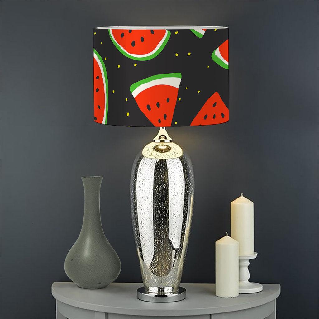 Black Cute Watermelon Pattern Print Drum Lamp Shade