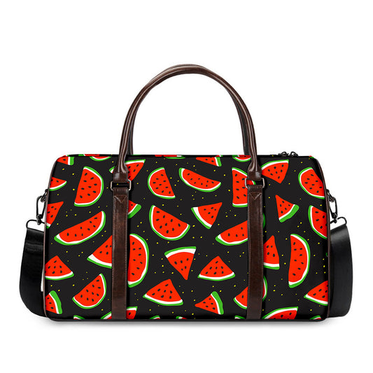 Black Cute Watermelon Pattern Print Duffle Bag