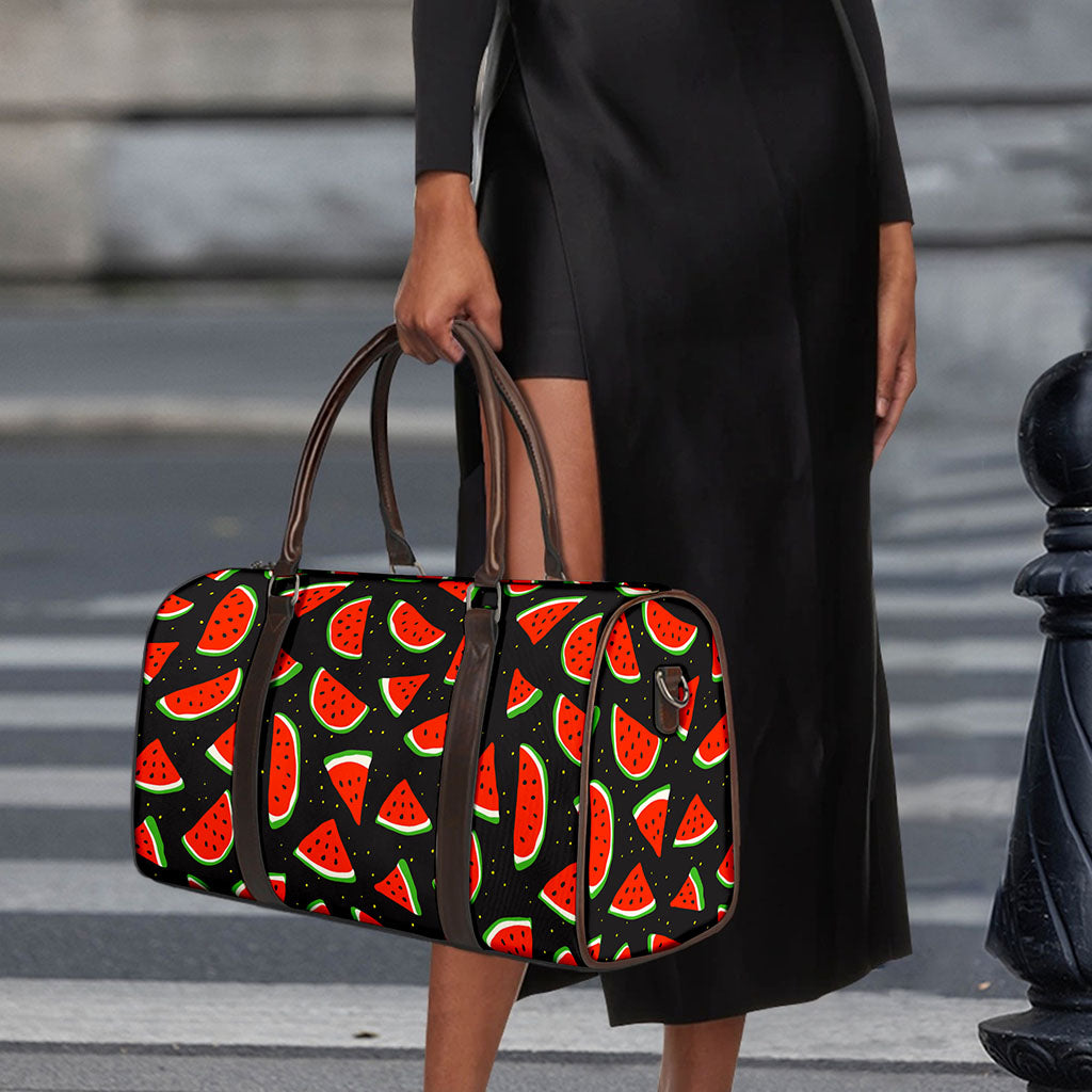 Black Cute Watermelon Pattern Print Duffle Bag