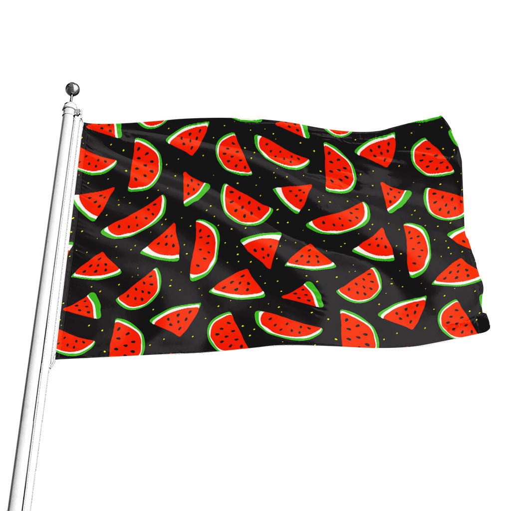 Black Cute Watermelon Pattern Print Flag