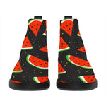 Black Cute Watermelon Pattern Print Flat Ankle Boots