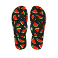 Black Cute Watermelon Pattern Print Flip Flops