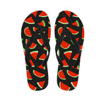 Black Cute Watermelon Pattern Print Flip Flops
