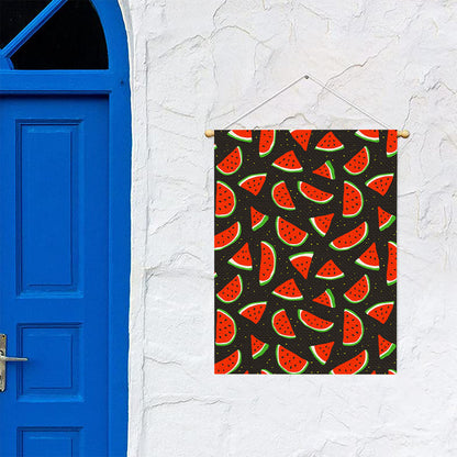 Black Cute Watermelon Pattern Print Garden Flag